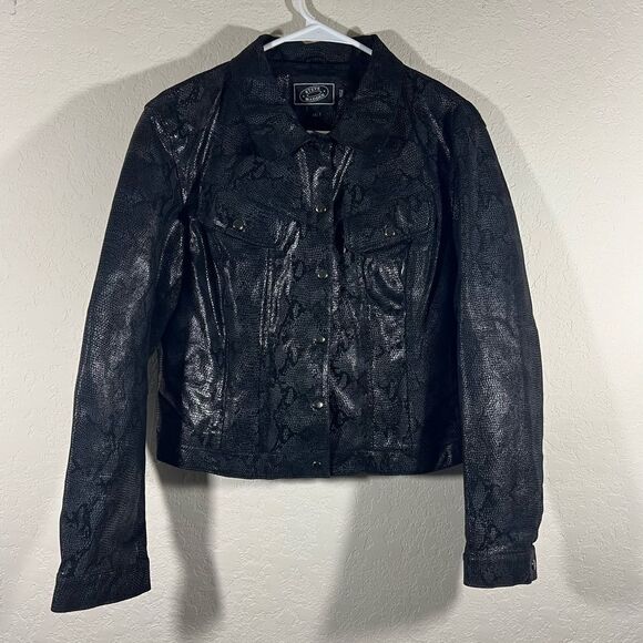 Steve Madden Black Snake Print Leather Jacket Set Women’s XL Sz 12 - Picture 2 of 8